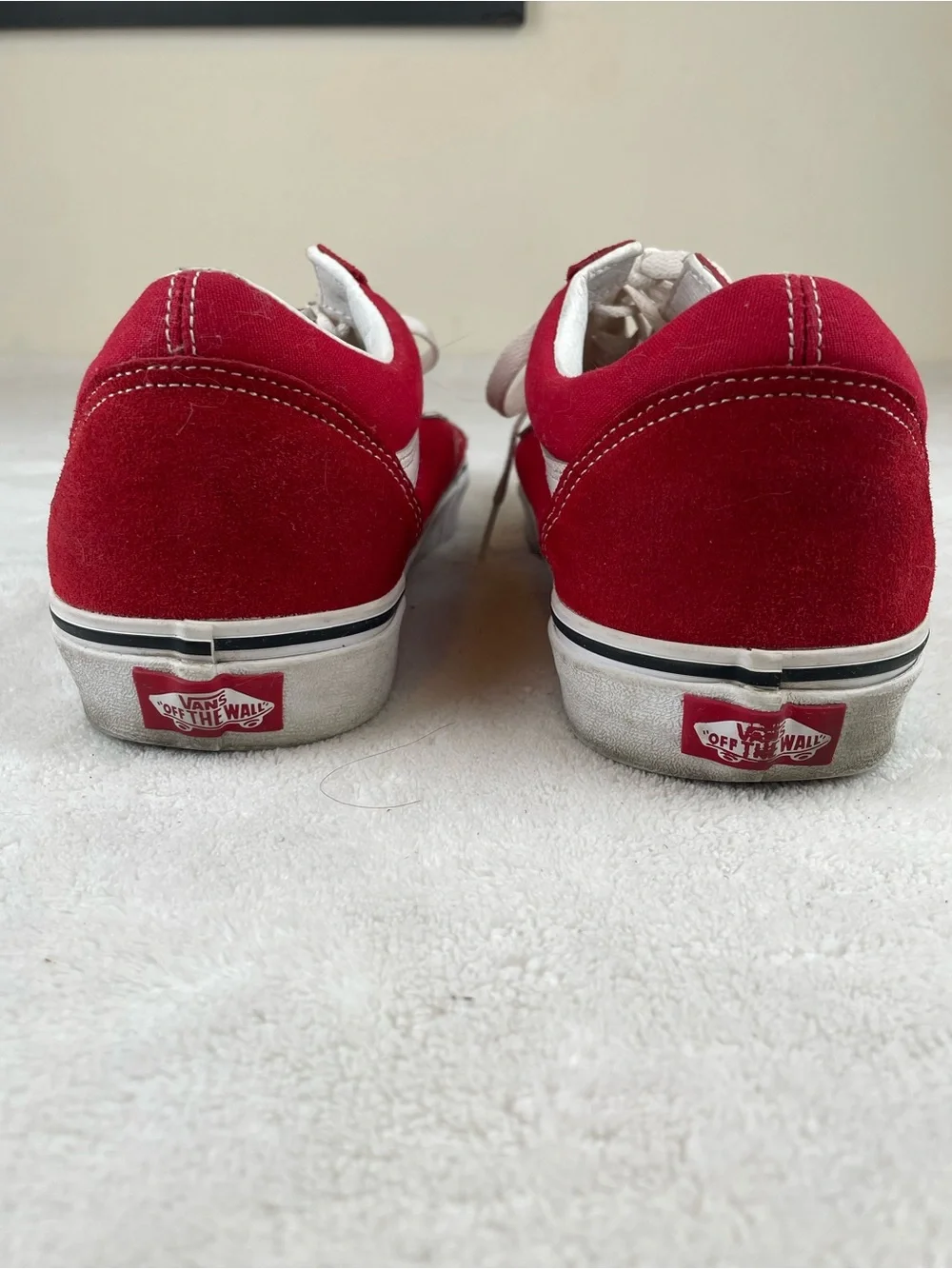 Vans Red and White Unisex Old Skool Skate Sneakers